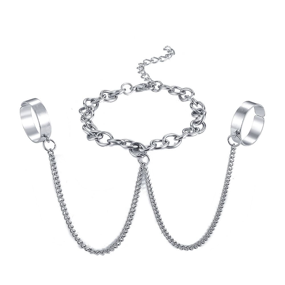 Unique Double Rings Finger Bracelets For Women And Men, 2 Ring Chain Bracelet, Double Rings Finger Bracelet, Adjustable Bracelets Hand Chain Wristband, Tassel Rings with Chain Wide Rings For Women Men Unique Double Rings Finger Bracelets For Women And Men, 2 Ring Chain Bracelet, Double Rings Finger Bracelet, Adjustable Bracelets Hand Chain Wristband, Tassel Rings with Chain Wide Rings For Women Men